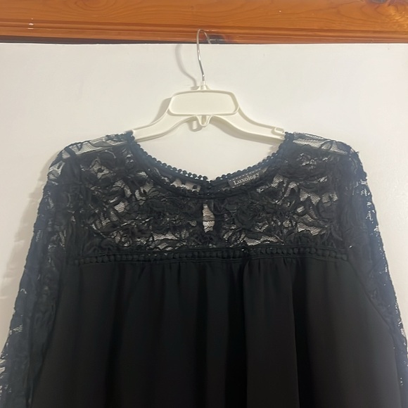 Luxology Womens Black Lace and Sheer lined three quarter sleeves Dress Size 14 - Picture 2 of 16